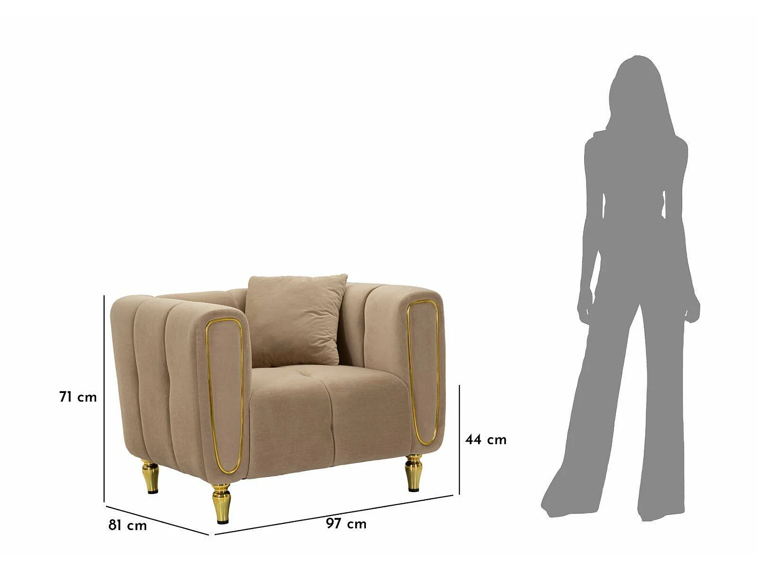 Fauteuil Madama, Accoudoirs, or