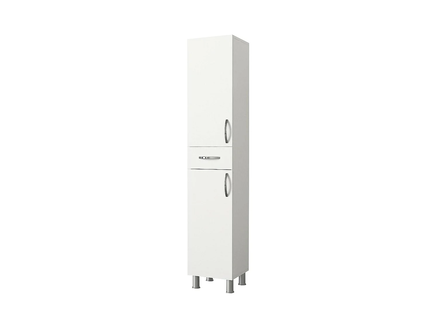 Giuddanin Säulenschrank, 4 Ablagen, 35x31x179h cm Weiß, eine Schublade, 2 Türen