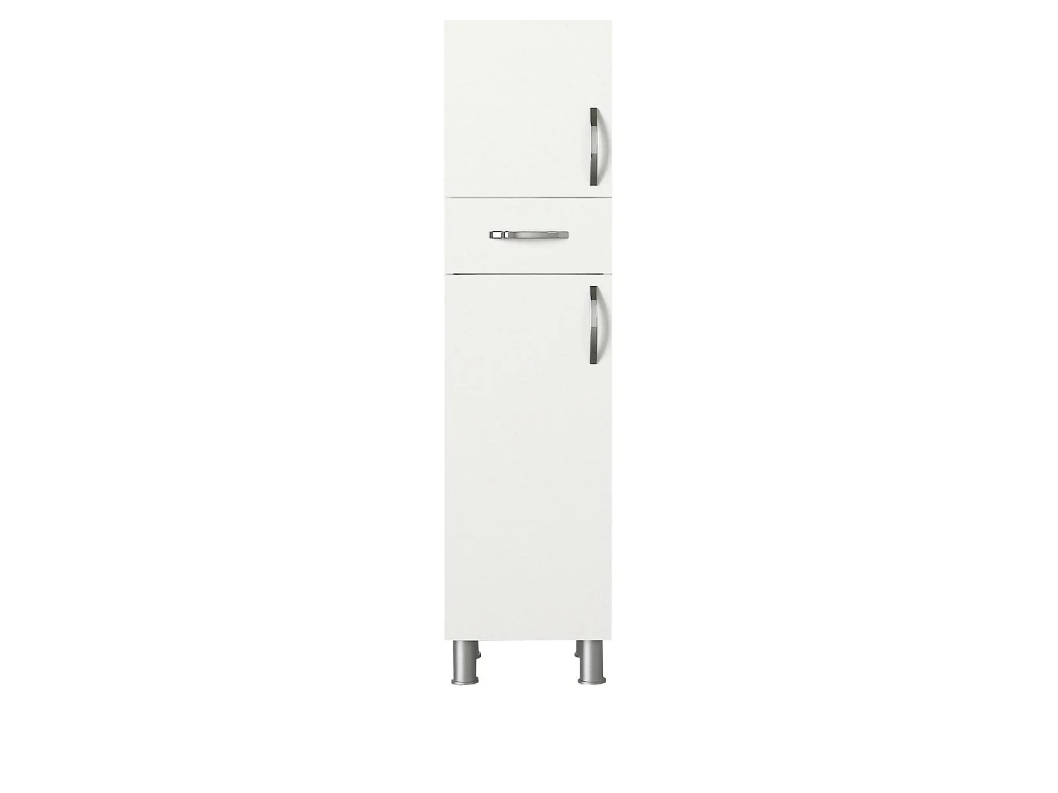 Giuddanin Säulenschrank, 4 Ablagen, 35x31x179h cm Weiß, eine Schublade, 2 Türen