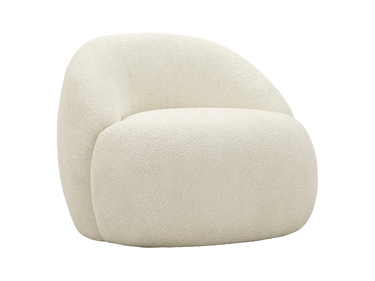 Fauteuil Nubra, Revêtement en Tissu Bouclé, 80x56x83h cm Blanc, Petit Fauteuil, Accoudoirs, Structure en Tissu