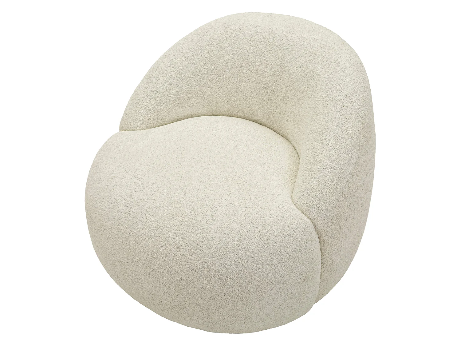 Fauteuil Nubra, Revêtement en Tissu Bouclé, 80x56x83h cm Blanc, Petit Fauteuil, Accoudoirs, Structure en Tissu