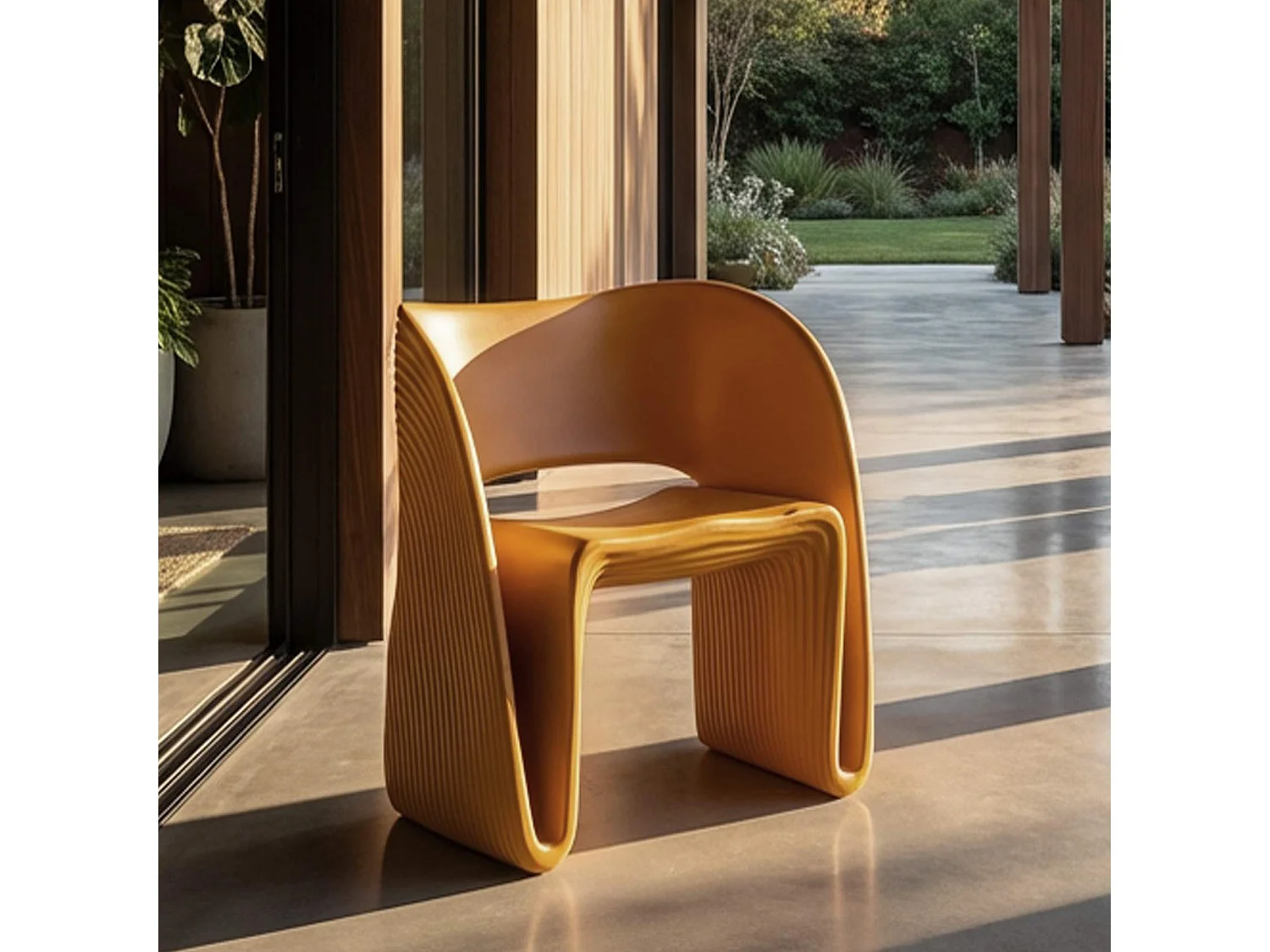 Poltrona Galire, Adatto per Indoor/outdoor, 59x79x68h cm Arancione Senape, Poltroncina, Braccioli, Altezza Seduta 45 cm