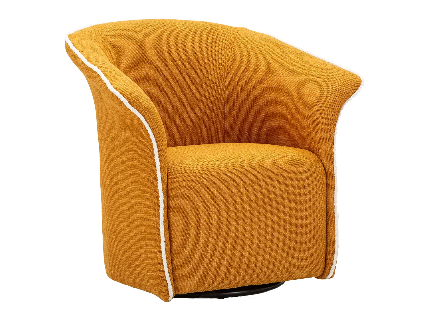 Fauteuil Toamas, Base Pivotante, 84x66x80h cm Jaune Moutarde, Petit Fauteuil avec Accoudoirs, Structure en Métal