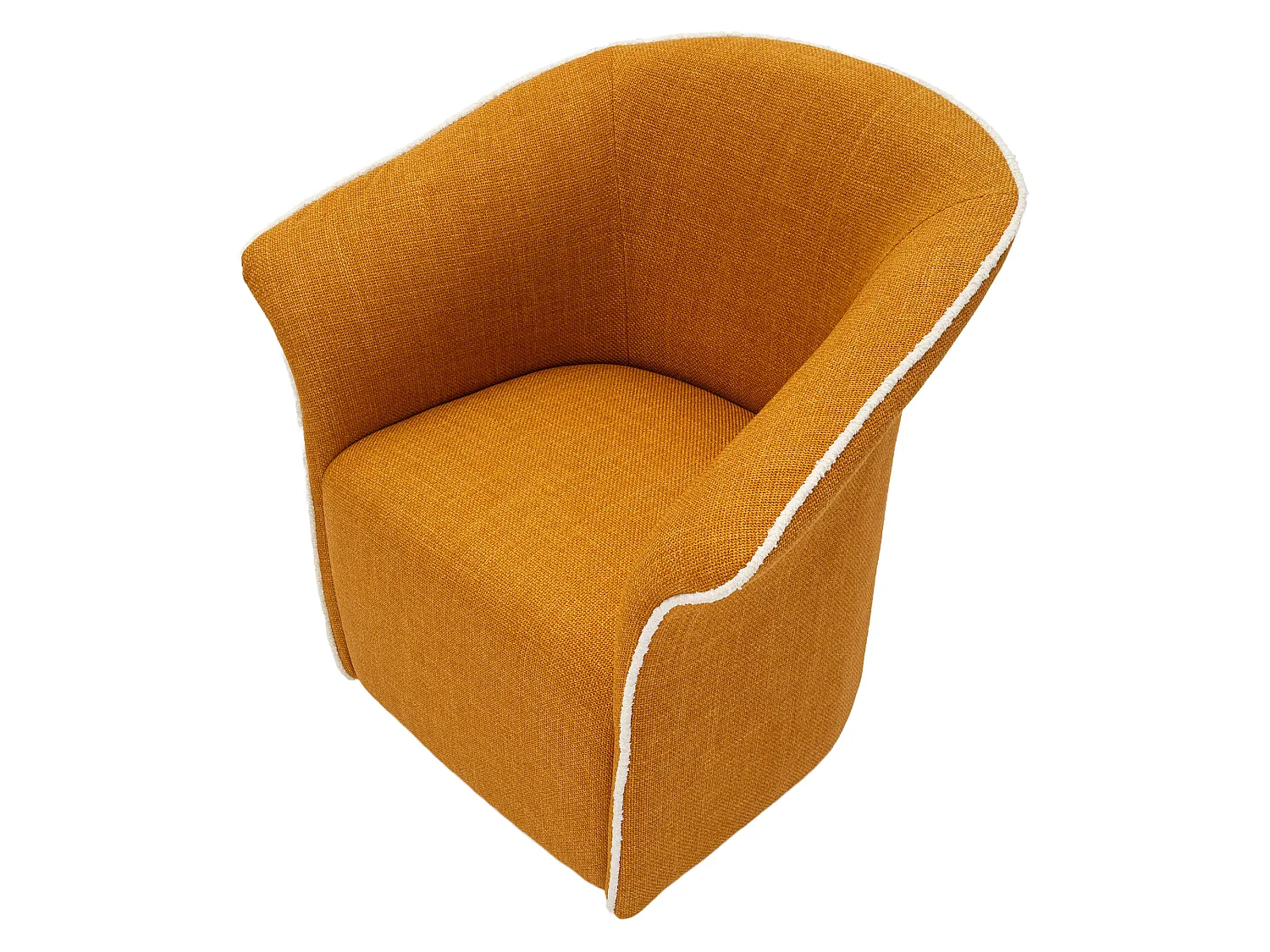 Fauteuil Toamas, Base Pivotante, 84x66x80h cm Jaune Moutarde, Petit Fauteuil avec Accoudoirs, Structure en Métal
