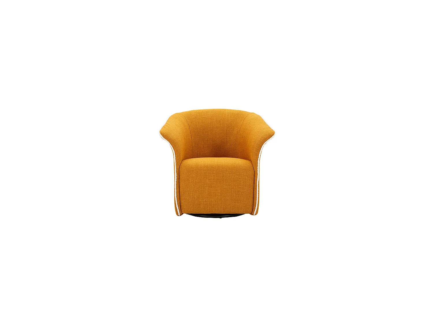 Fauteuil Toamas, Base Pivotante, 84x66x80h cm Jaune Moutarde, Petit Fauteuil avec Accoudoirs, Structure en Métal