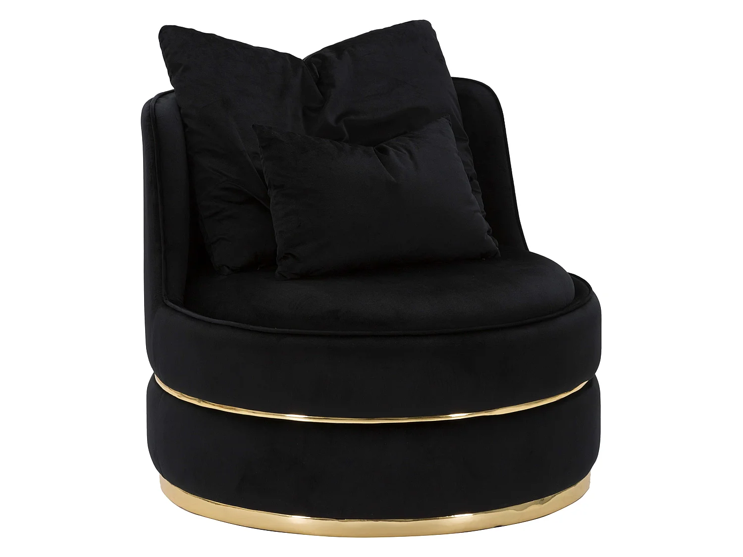 Fauteuil Palang, avec Coussins, 84x84x72h cm Noir, Petit Fauteuil, Structure en Bois Noble, Revêtement en Tissu