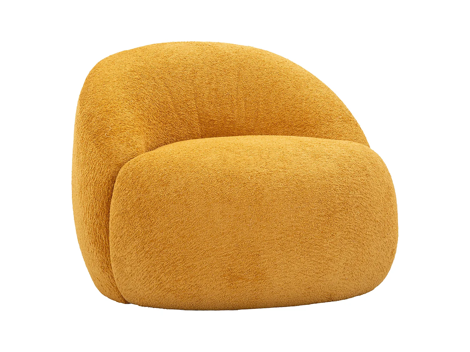 Poltrona Nubra, Rivestimento in Tessuto Bouclè, 80x56x83h cm Arancione Senape, Poltroncina, Braccioli, Materiale Struttura in Tessuto
