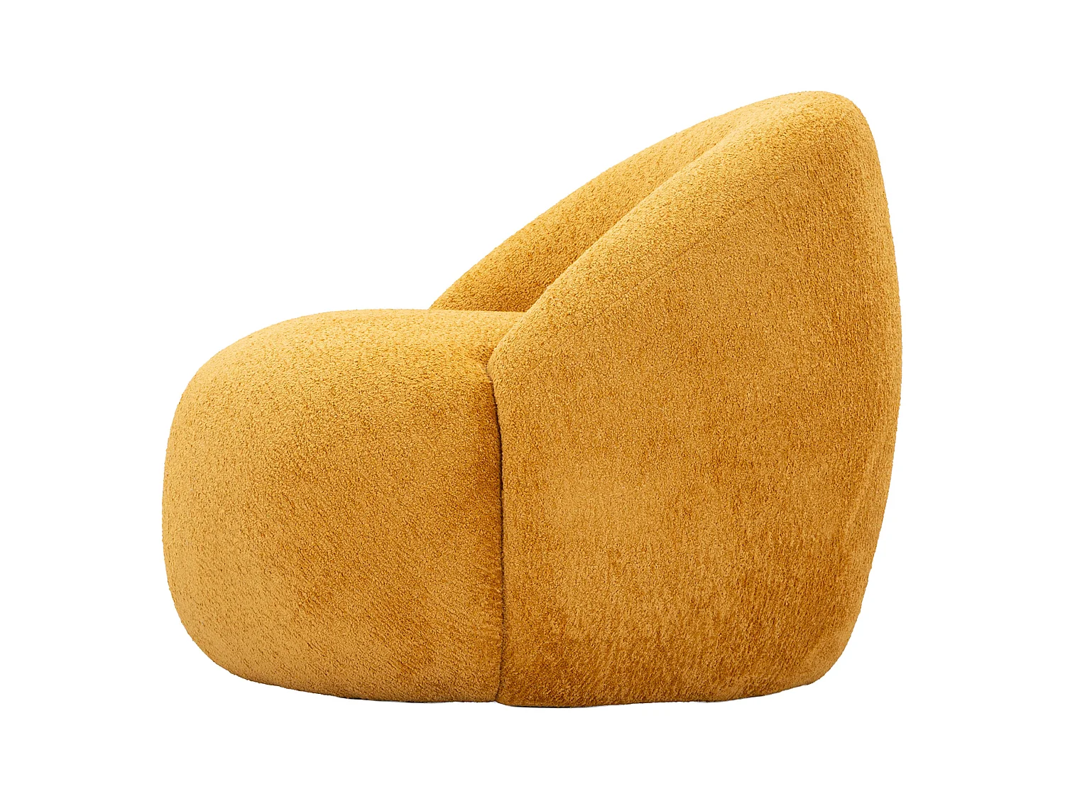 Poltrona Nubra, Rivestimento in Tessuto Bouclè, 80x56x83h cm Arancione Senape, Poltroncina, Braccioli, Materiale Struttura in Tessuto