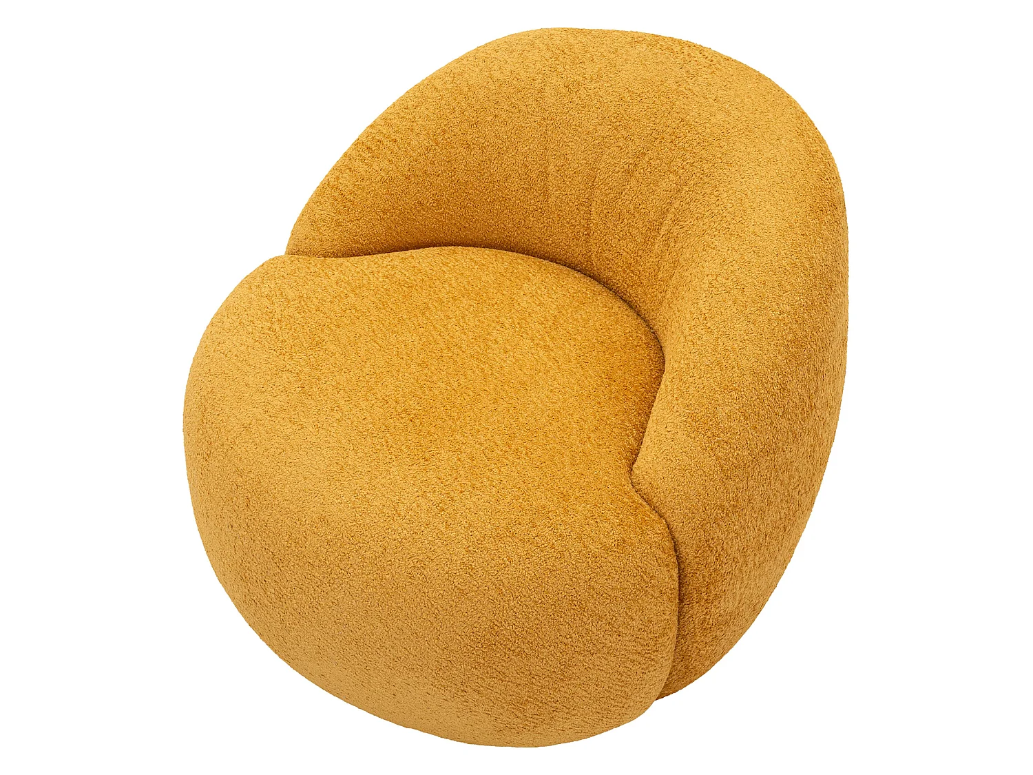 Poltrona Nubra, Rivestimento in Tessuto Bouclè, 80x56x83h cm Arancione Senape, Poltroncina, Braccioli, Materiale Struttura in Tessuto