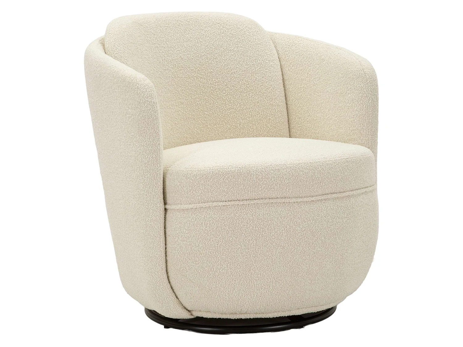 Poltrona Morond, Base Girevole, 70x72x75h cm Bianco Crema, Poltroncina, Braccioli, Materiale Struttura in Legno Nobilitato