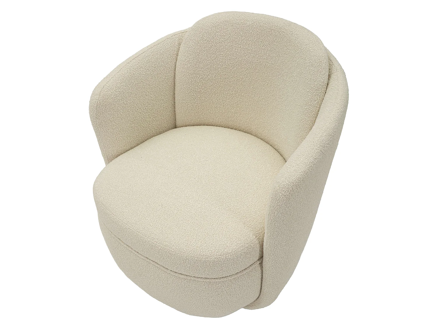Poltrona Morond, Base Girevole, 70x72x75h cm Bianco Crema, Poltroncina, Braccioli, Materiale Struttura in Legno Nobilitato