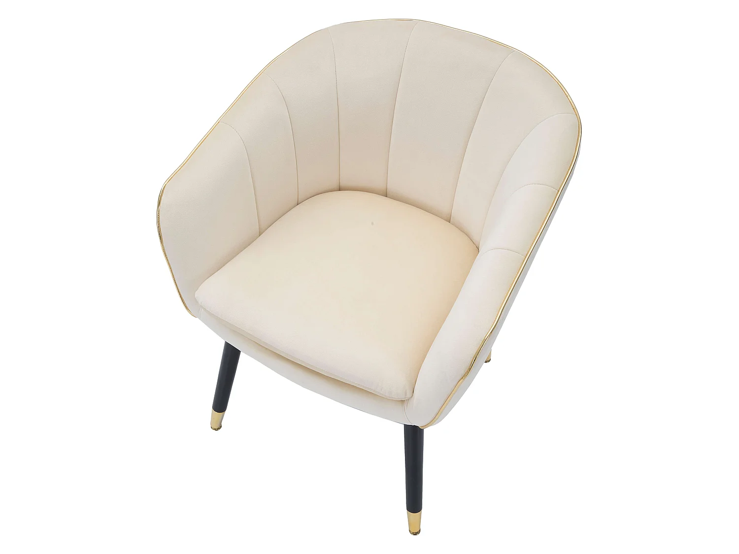 Fauteuil Cachi, Accoudoirs, 62x58x78h cm Blanc, Petit Fauteuil, Structure en Tissu, Couleur Or