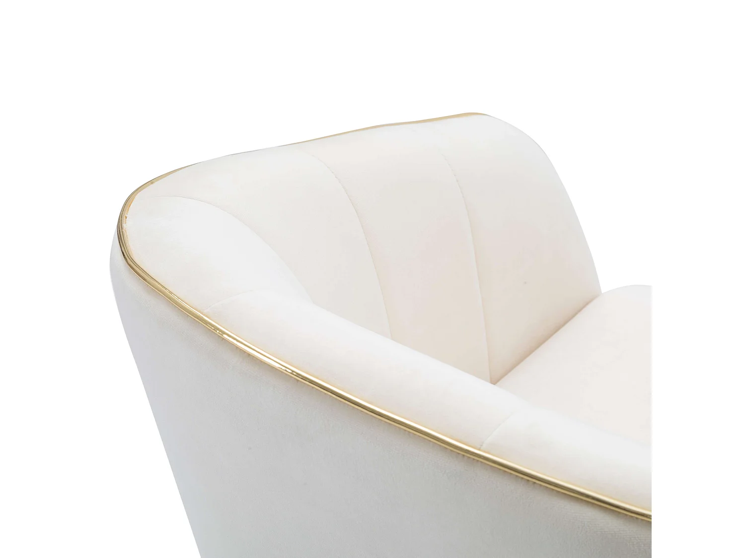 Fauteuil Cachi, Accoudoirs, 62x58x78h cm Blanc, Petit Fauteuil, Structure en Tissu, Couleur Or