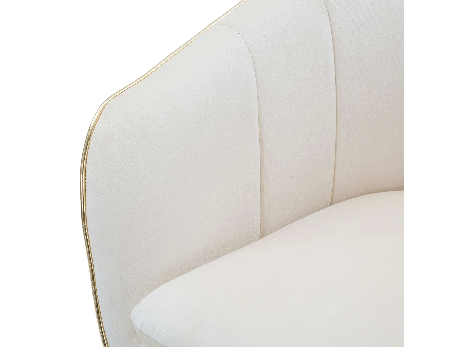 Fauteuil Cachi, Accoudoirs, 62x58x78h cm Blanc, Petit Fauteuil, Structure en Tissu, Couleur Or