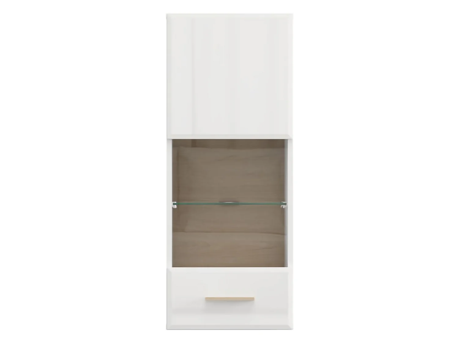 Armoire Murale Gonnes, 2 Étagères, 39x96h cm Blanc Mat, Porte Unique, Porte et Étagère Détail Verre