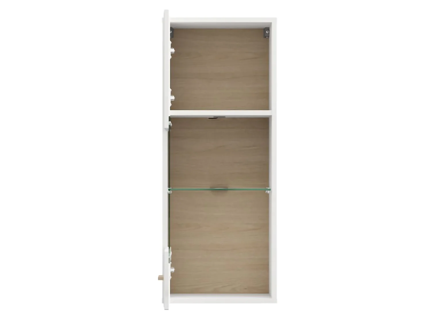 Armoire Murale Gonnes, 2 Étagères, 39x96h cm Blanc Mat, Porte Unique, Porte et Étagère Détail Verre
