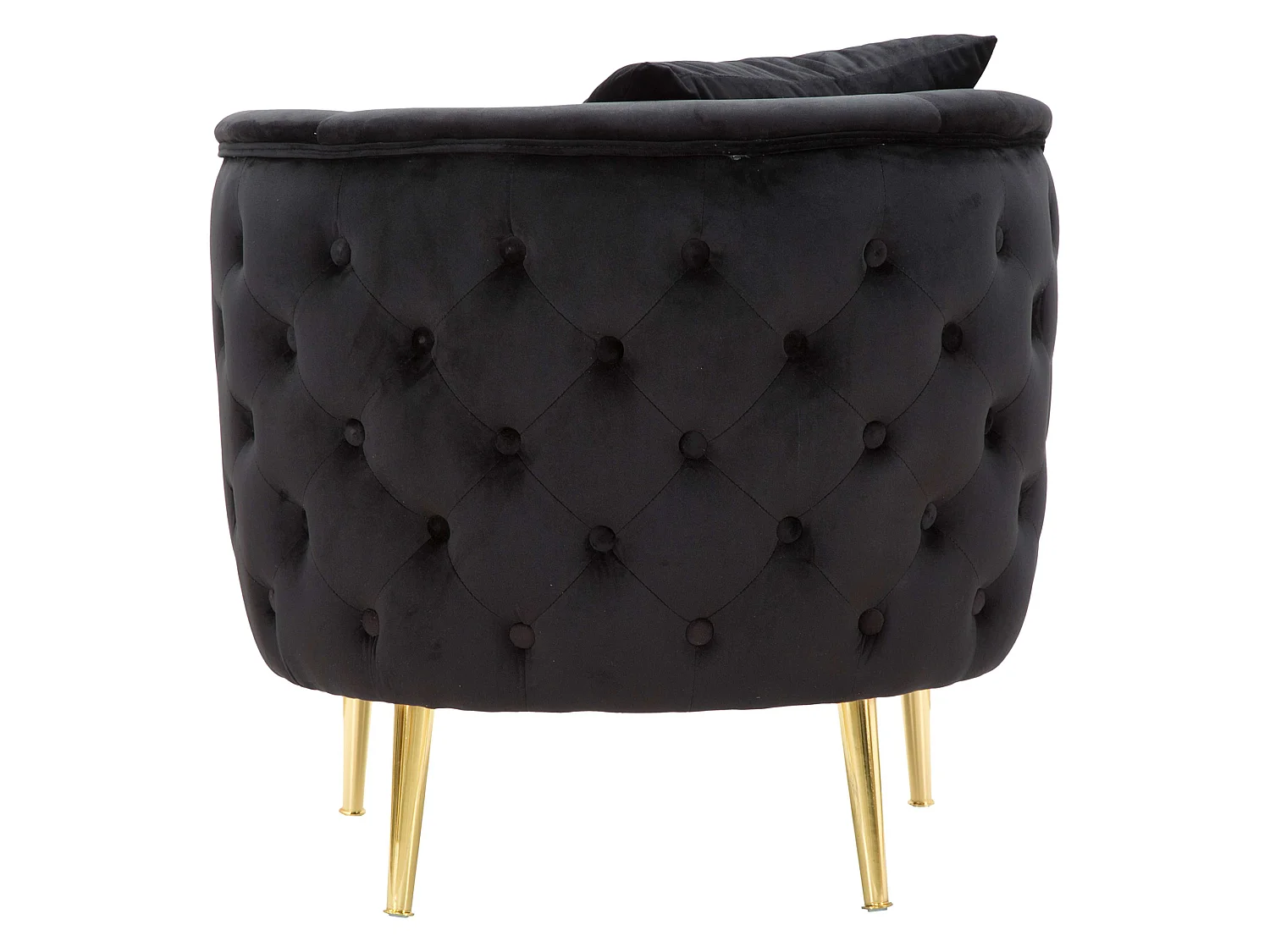 Fauteuil StIves, Revêtement Velours, 76x74x71h cm Noir, Petit Fauteuil, Accoudoirs, Structure Métal