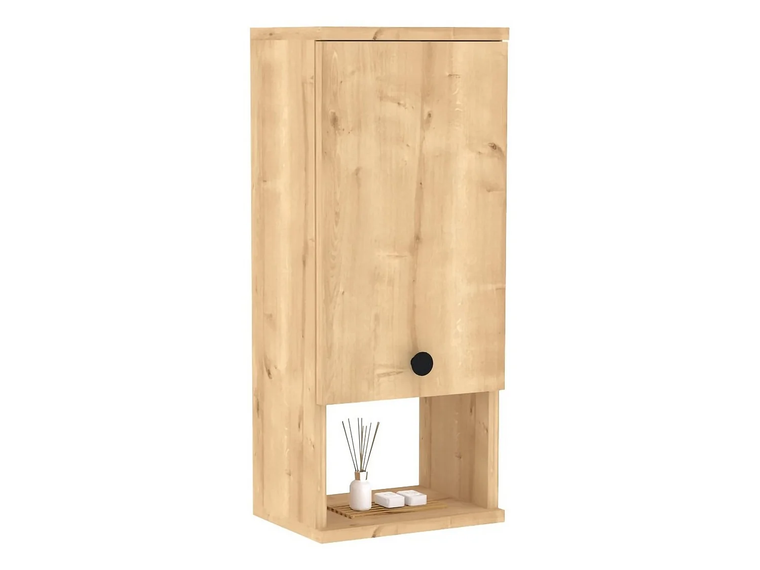 Hängeschrank Tarano, 2 Regale, 30x71h cm Eiche Braun, 1 Tür, 3 Fächer