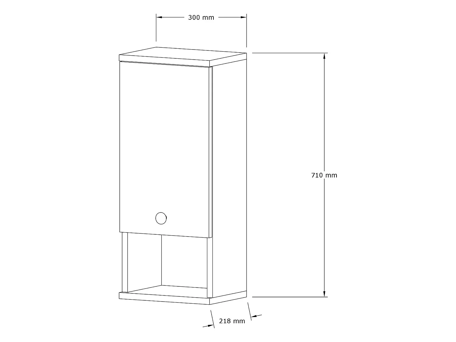 Hängeschrank Tarano, 2 Regale, 30x71h cm Eiche Braun, 1 Tür, 3 Fächer