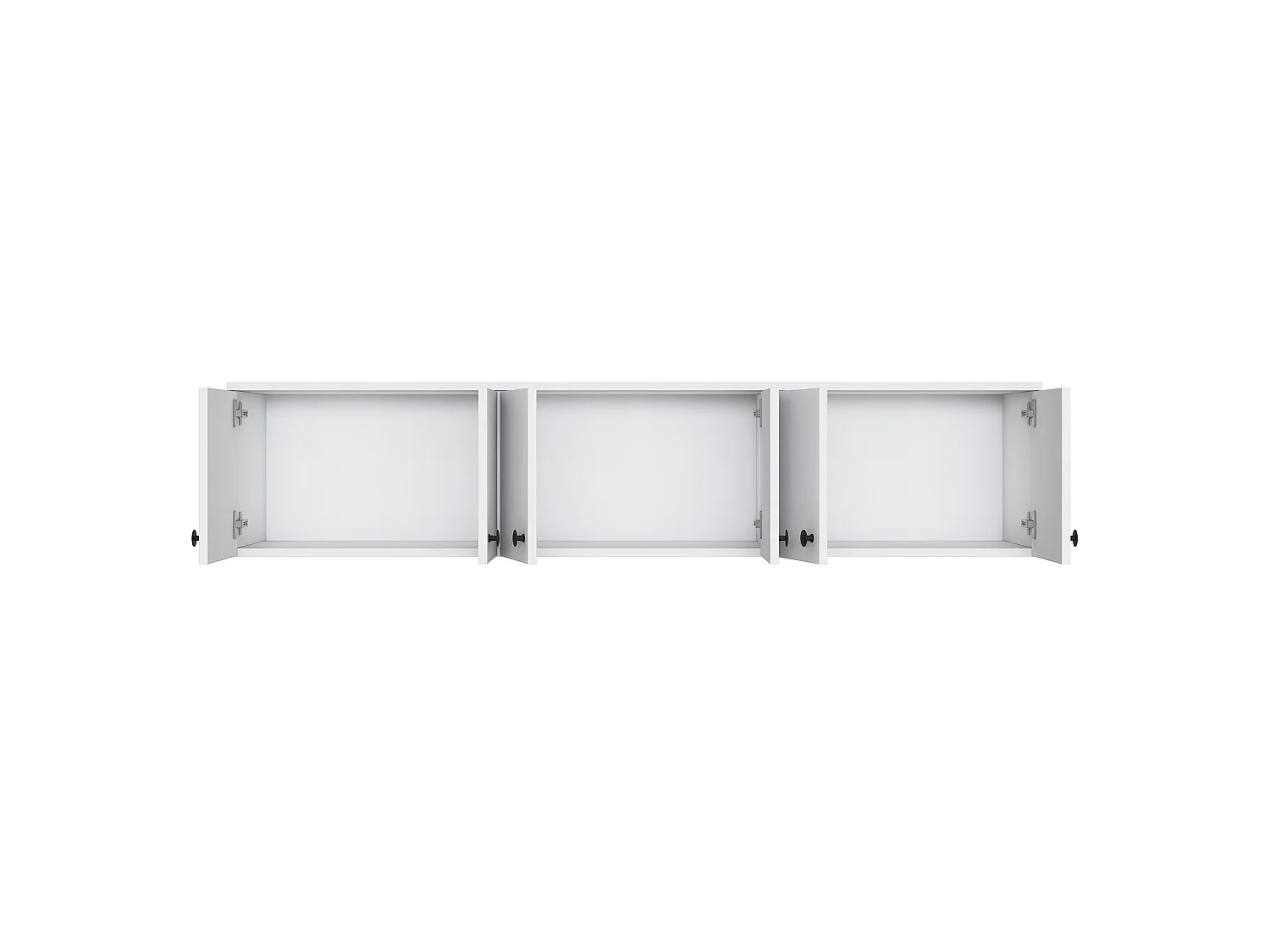 Meuble Suspendu Jelsi, 6 Portes, 180x44h cm Blanc, 3 Compartiments, Ouverture Battante