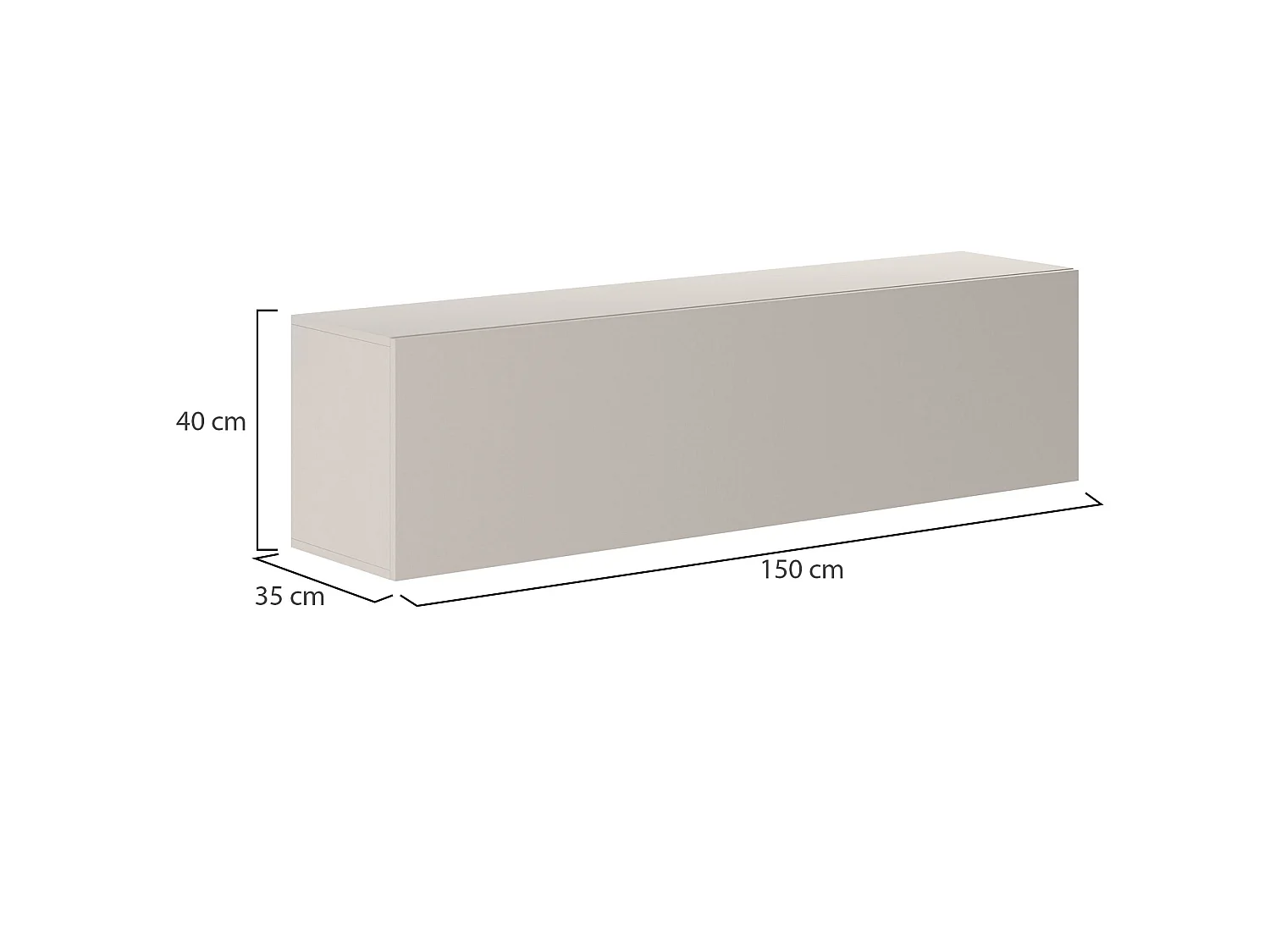 Mobile Pensile Laghetto, Modulabile, 150x40h cm Beige, un Ripiano, Un'anta