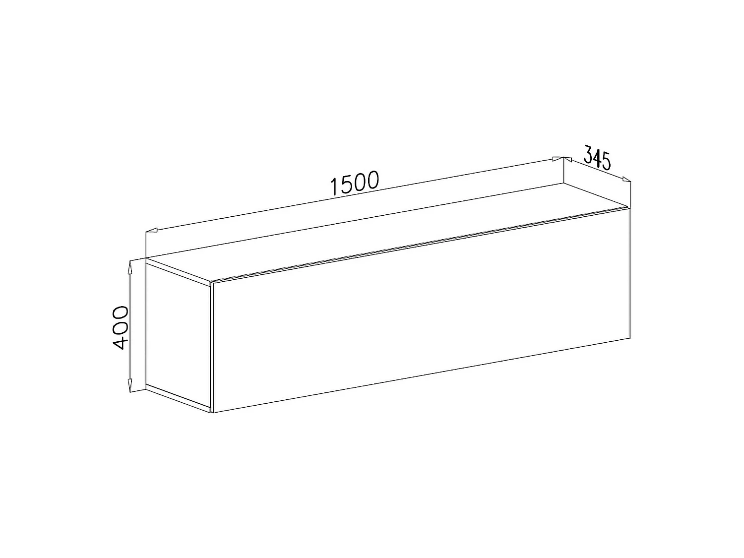 Mobile Pensile Laghetto, Modulabile, 150x40h cm Beige, un Ripiano, Un'anta