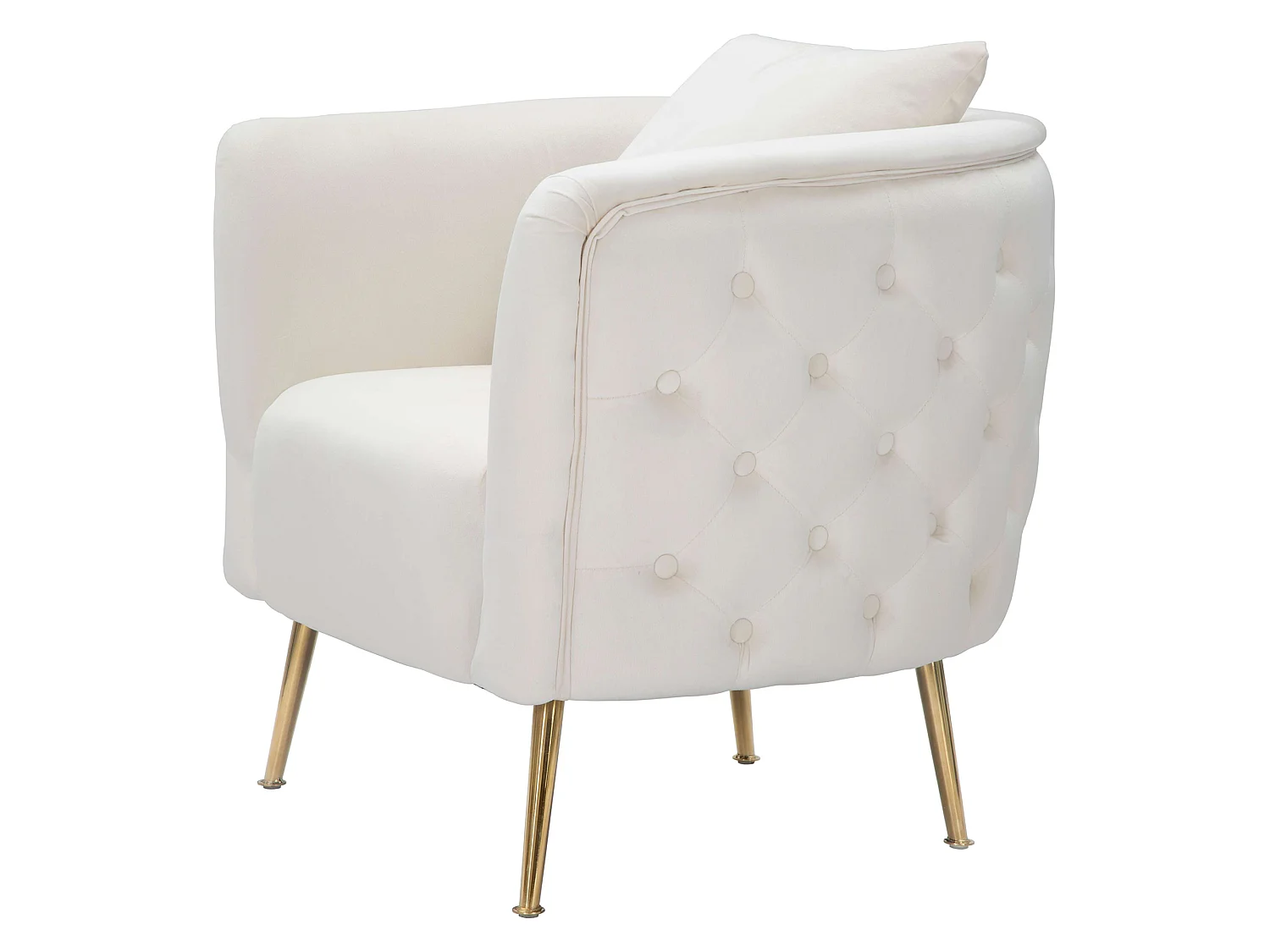 Poltrona Killar, Rivestimento in Velluto, 76x74x71h cm Bianco Crema, Poltroncina, Braccioli, Materiale Struttura in Metallo