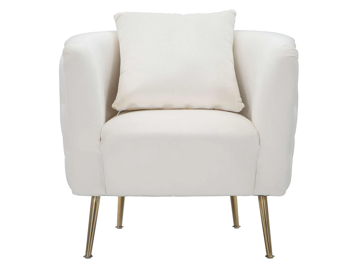 Poltrona Killar, Rivestimento in Velluto, 76x74x71h cm Bianco Crema, Poltroncina, Braccioli, Materiale Struttura in Metallo