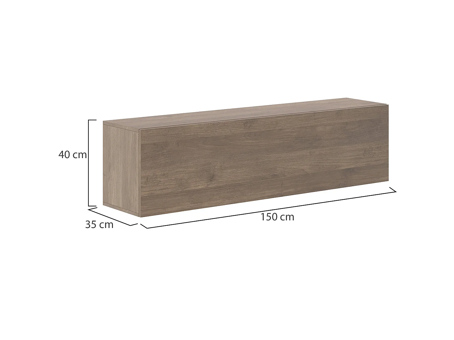 Mobile Pensile Laghetto, Modulabile, 150x40h cm Marrone Noce, un Ripiano, Un'anta