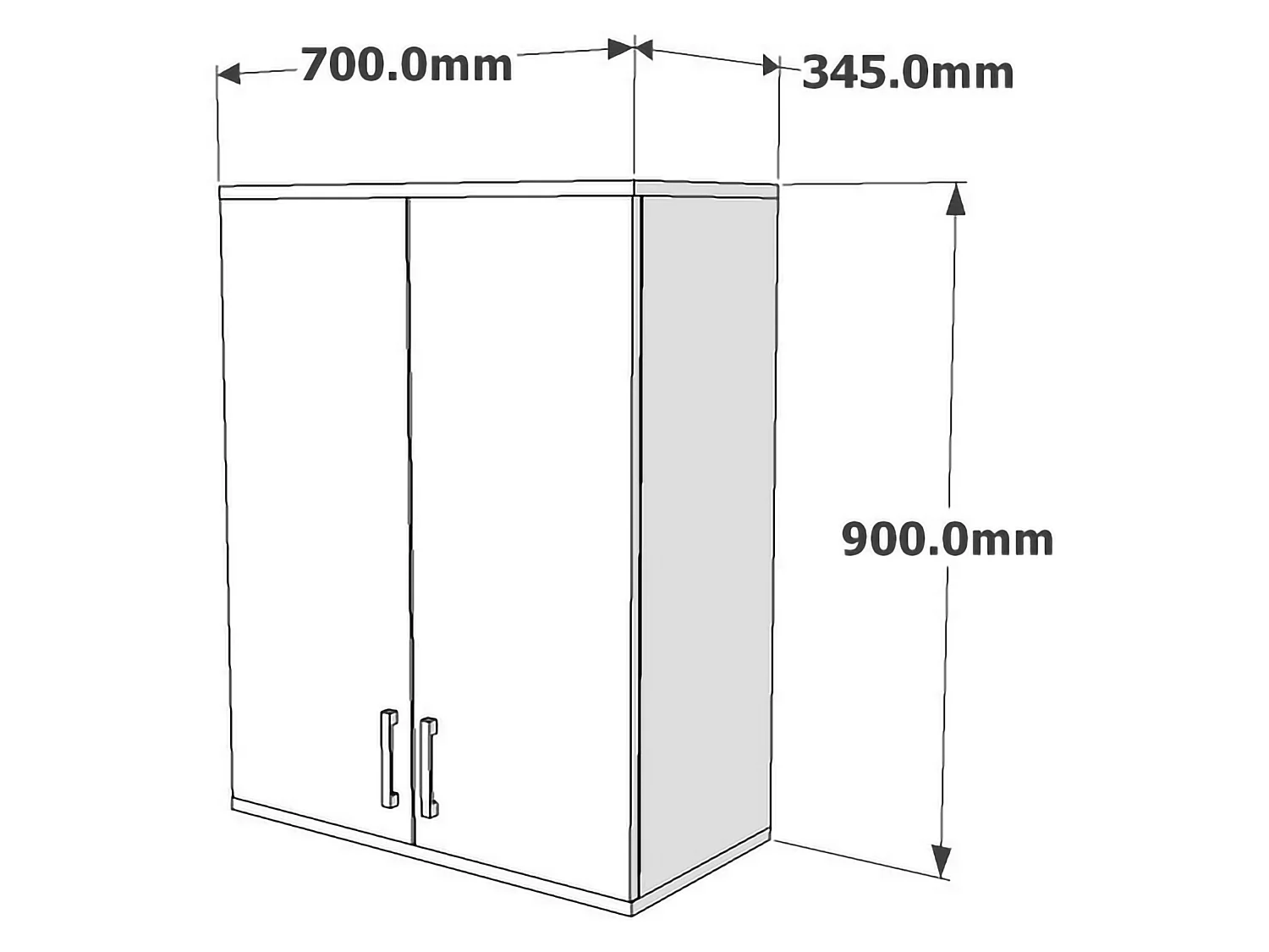 Meuble suspendu Isili, 2 étagères, 70x90h cm blanc, 2 portes, 3 niches