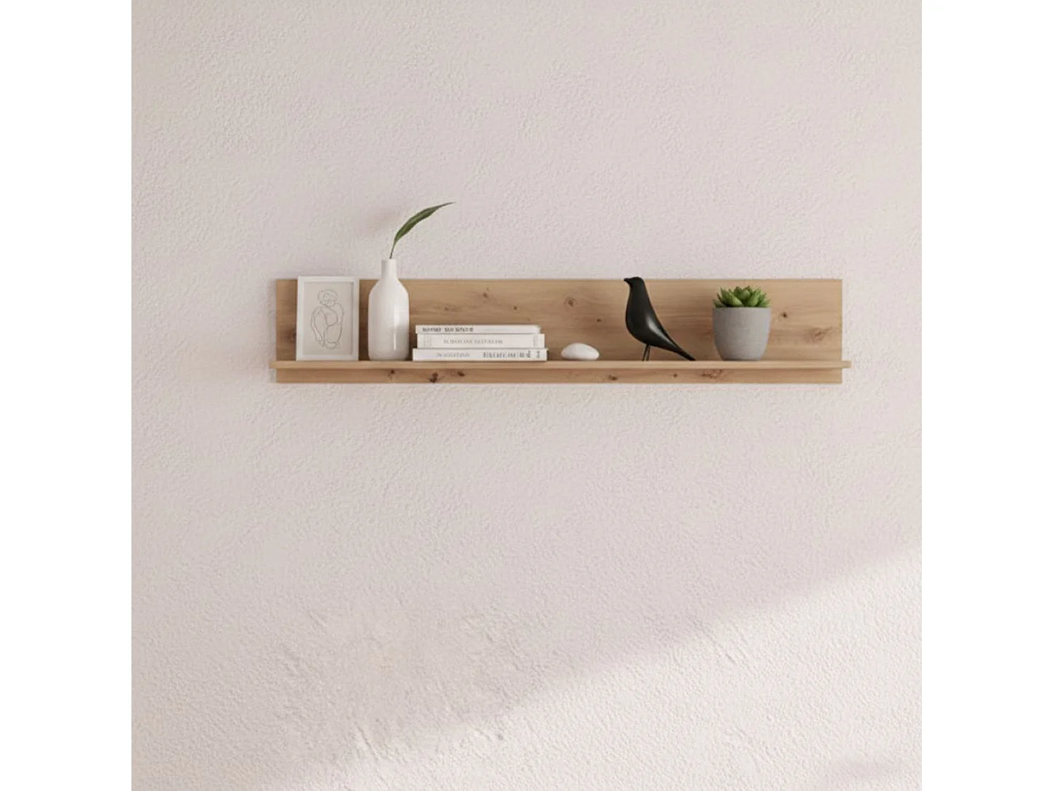 Mensola Renatico, un Ripiano, 138x20x24h cm Marrone Rovere Nodi, Portata Ripiani 5, Sfumatura Colore Struttura Rovere Nodi