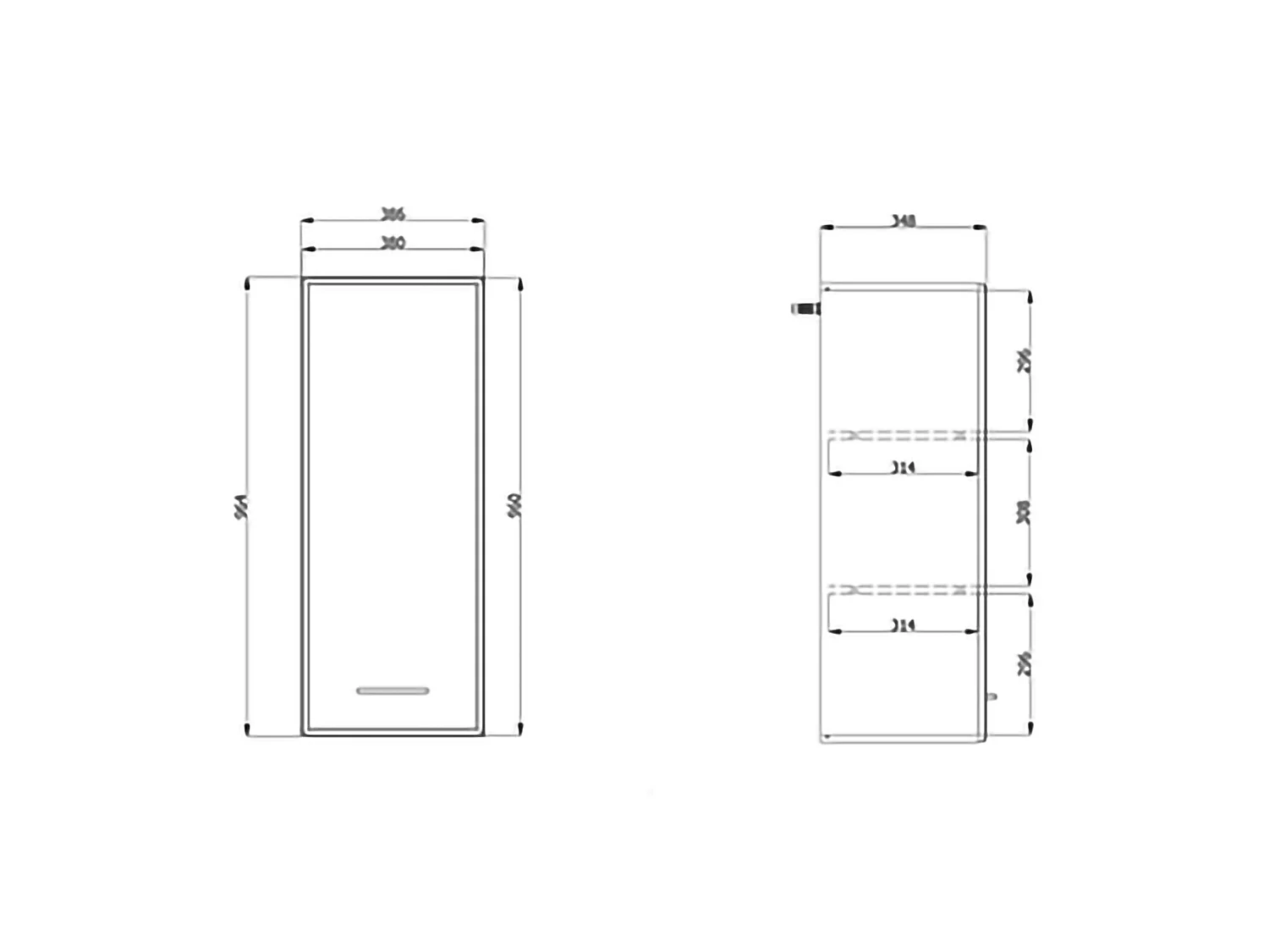 Meuble Mural Fresis, 2 Étagères, 39x96h cm Blanc Mat, 1 Porte, 3 Compartiments