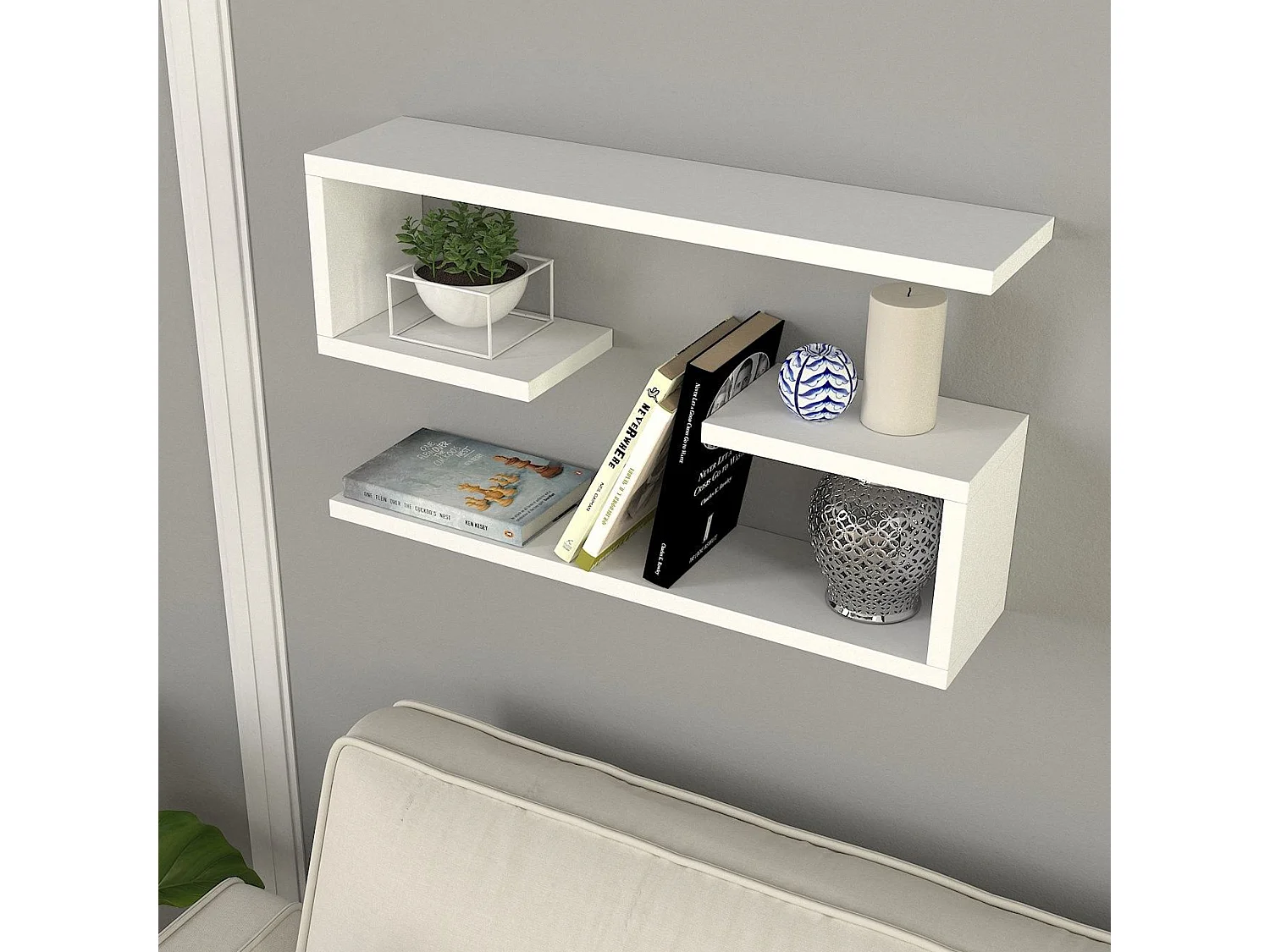Mensola Savogna, 4 Ripiani, 60x15x18h cm Bianco, set da 2 Mensole