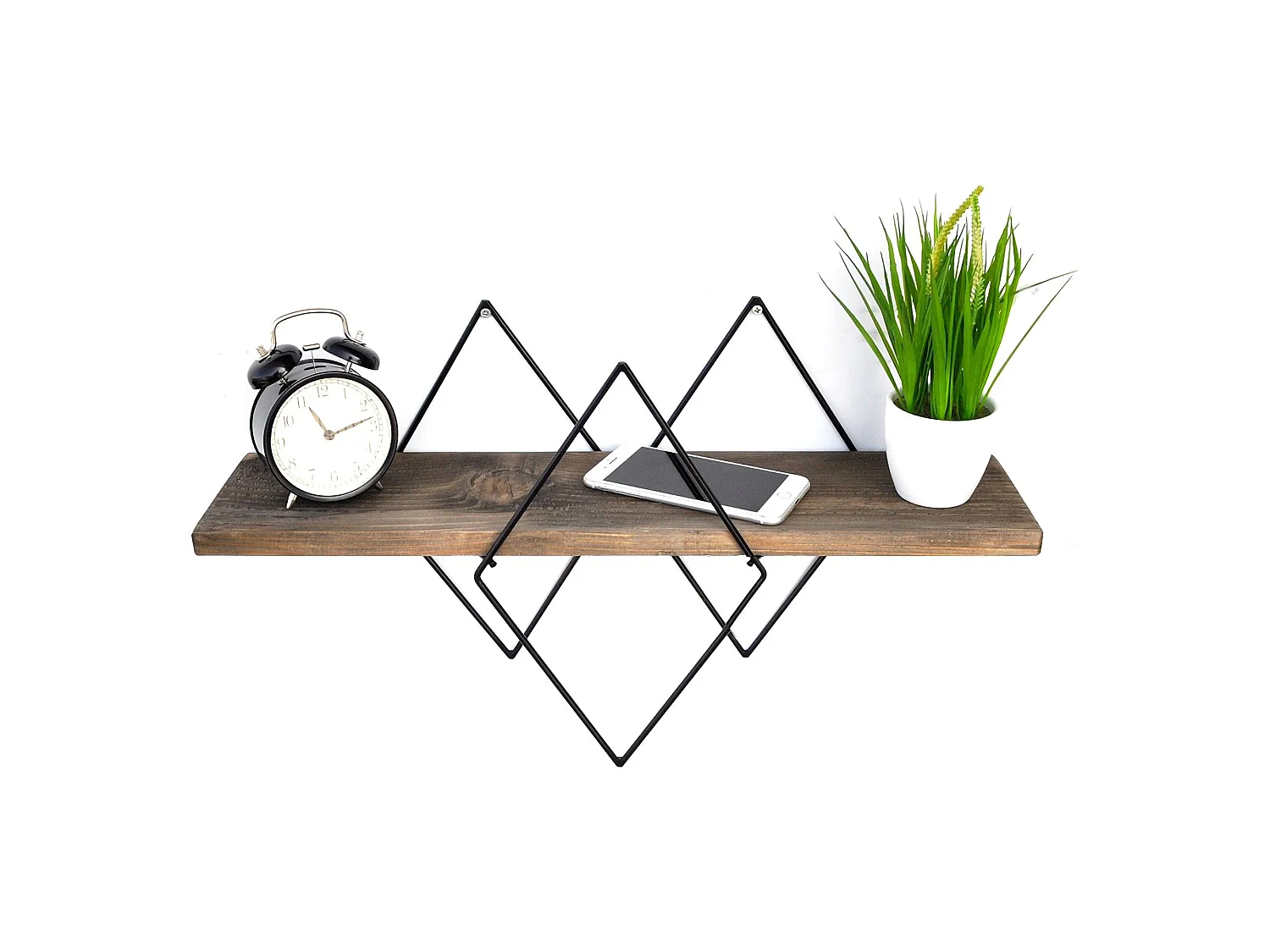 Mensola Cadeo, un Ripiano, 41x15x32h cm Marrone Noce Scuro, in Legno di Abete, Colore Struttura Nero