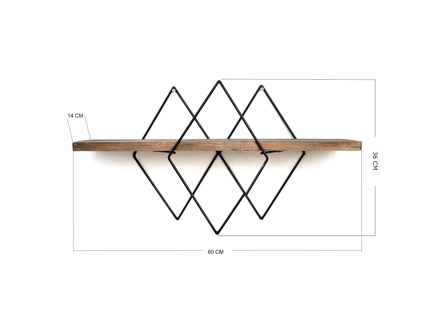 Mensola Cadeo, un Ripiano, 41x15x32h cm Marrone Noce Scuro, in Legno di Abete, Colore Struttura Nero