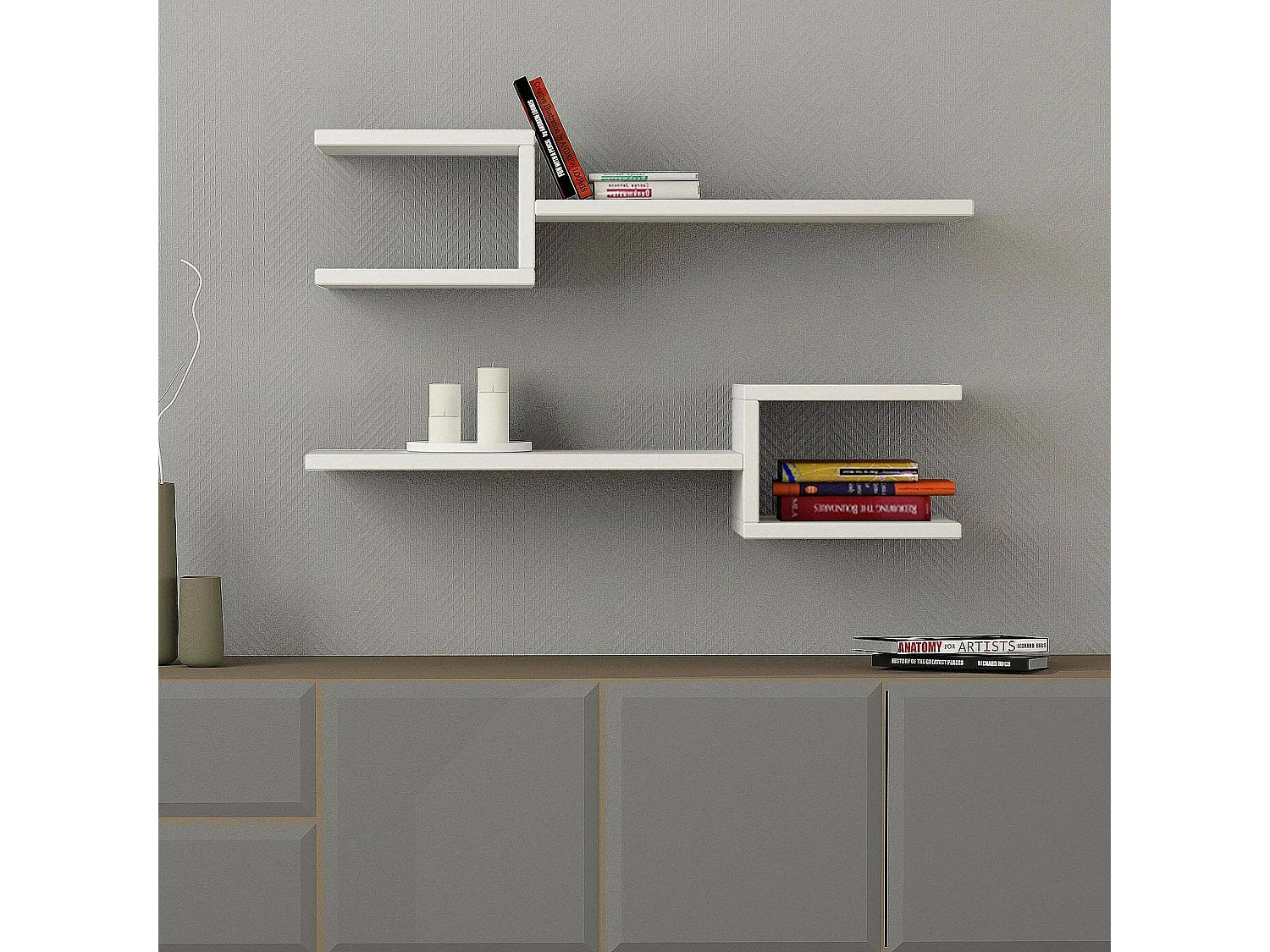 Mensola Domingo, un Ripiano, 75x22x18h cm Bianco,
