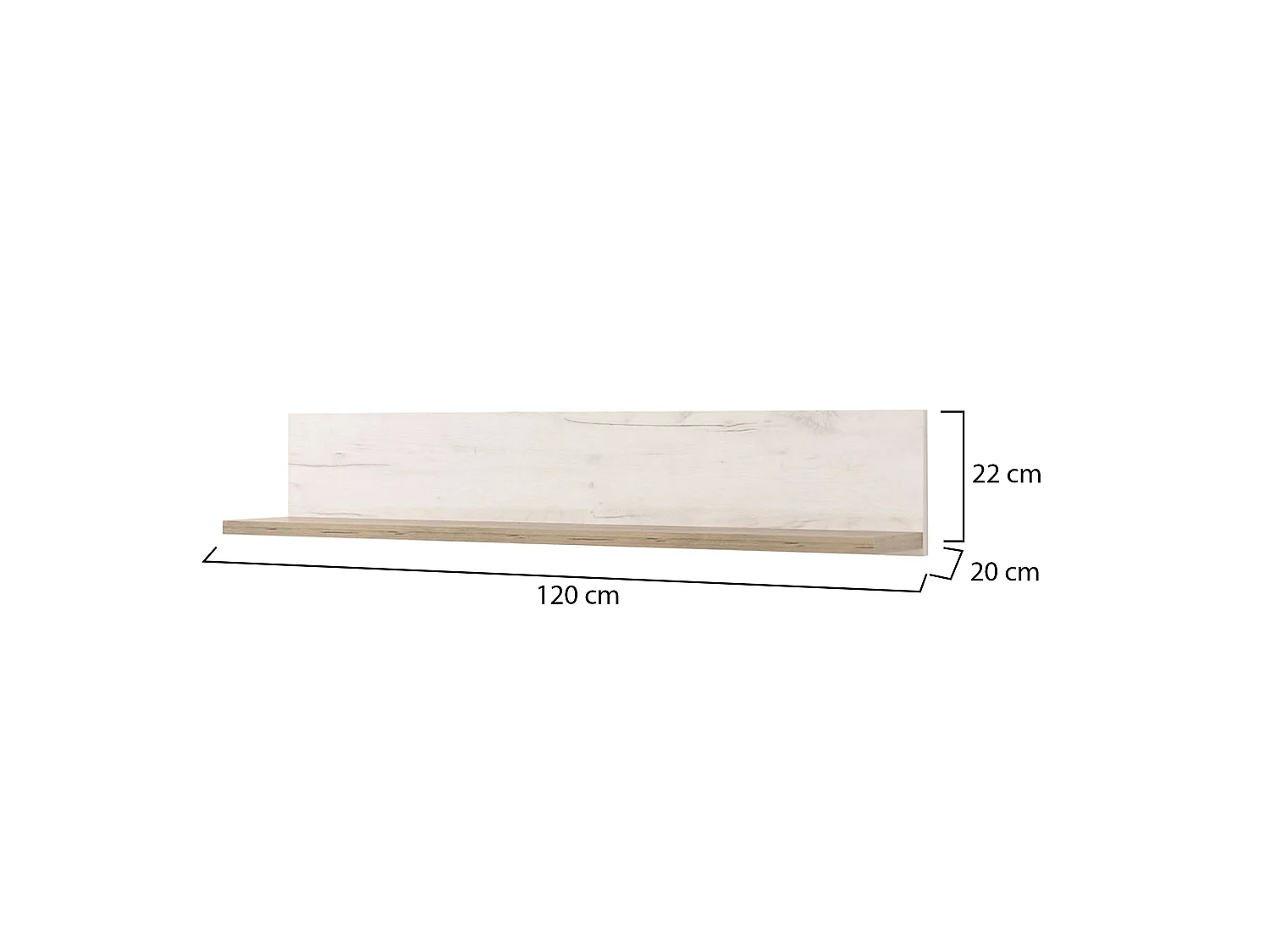 Mensola Picciano, un Ripiano, 120x20x22h cm Bianco Anticato, Portata Ripiani 5, Sfumatura Colore Struttura Anticato