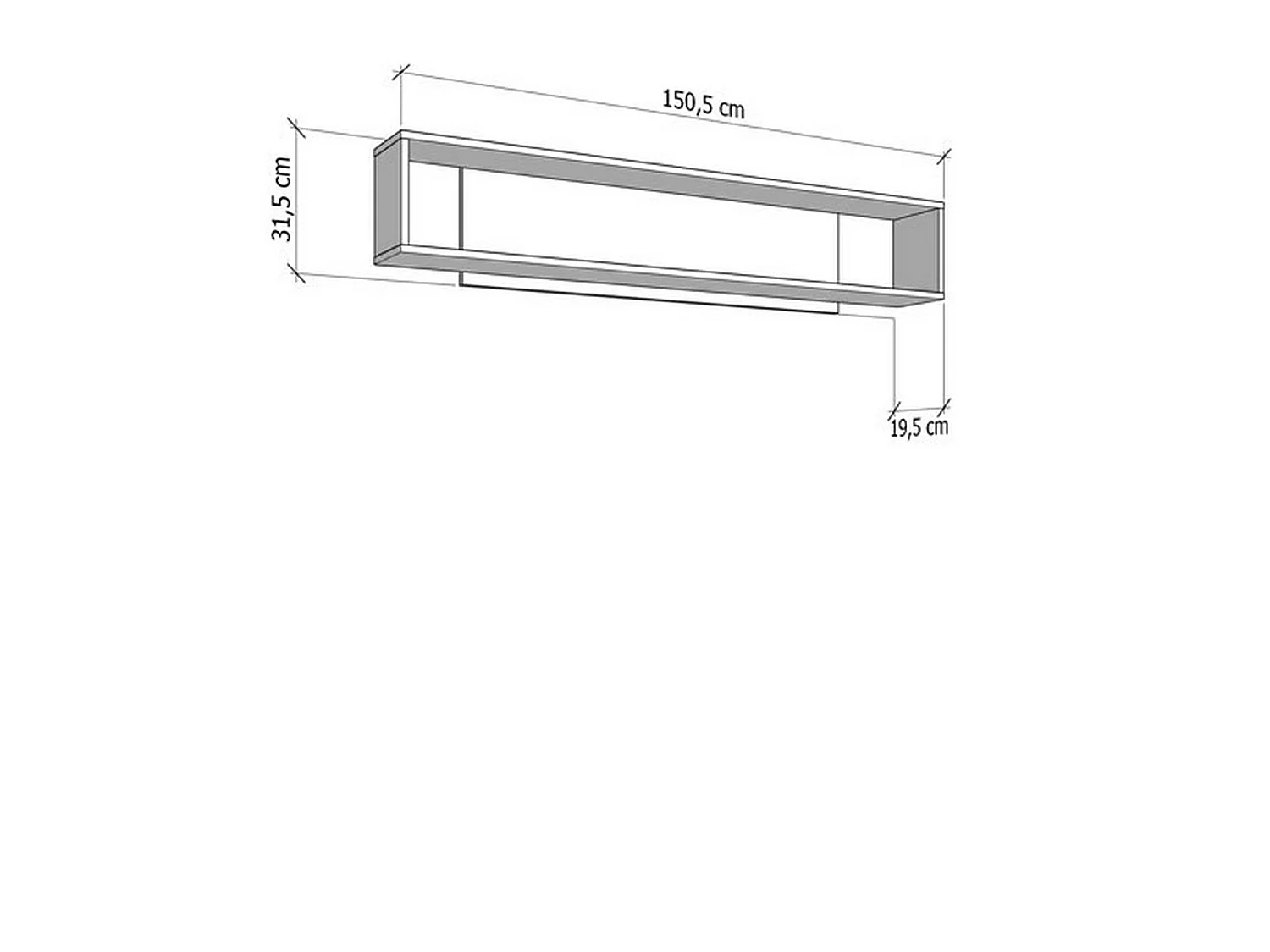 Mensola Valdieri, 2 Ripiani, 151x20x32h cm Marrone Rovere, Portata Ripiani 5, Sfumatura Colore Struttura Rovere