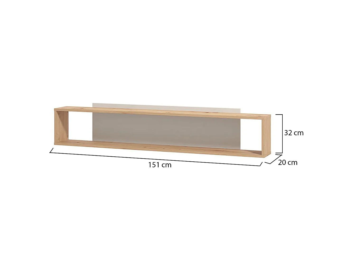 Mensola Valdieri, 2 Ripiani, 151x20x32h cm Marrone Rovere, Portata Ripiani 5, Sfumatura Colore Struttura Rovere