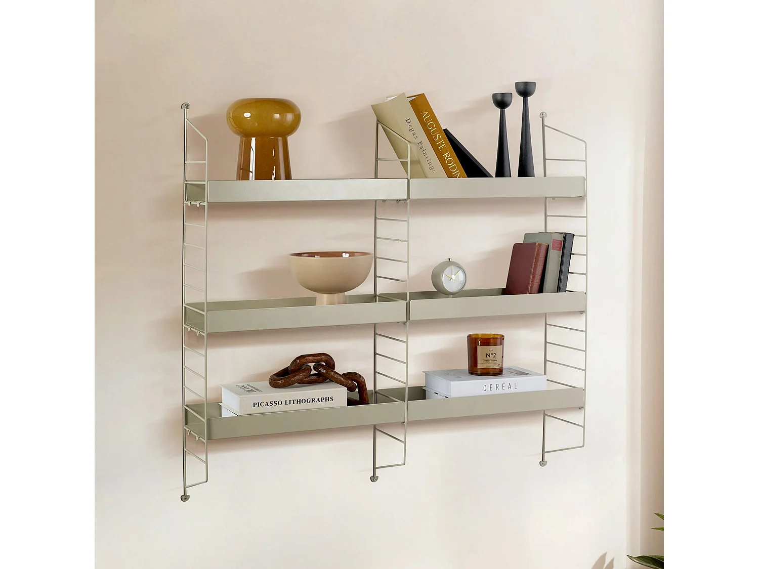Mensola Scurelle, 3 Ripiani, 98x21x100h cm Grigio Tortora, Sfumatura Colore Struttura Tortora
