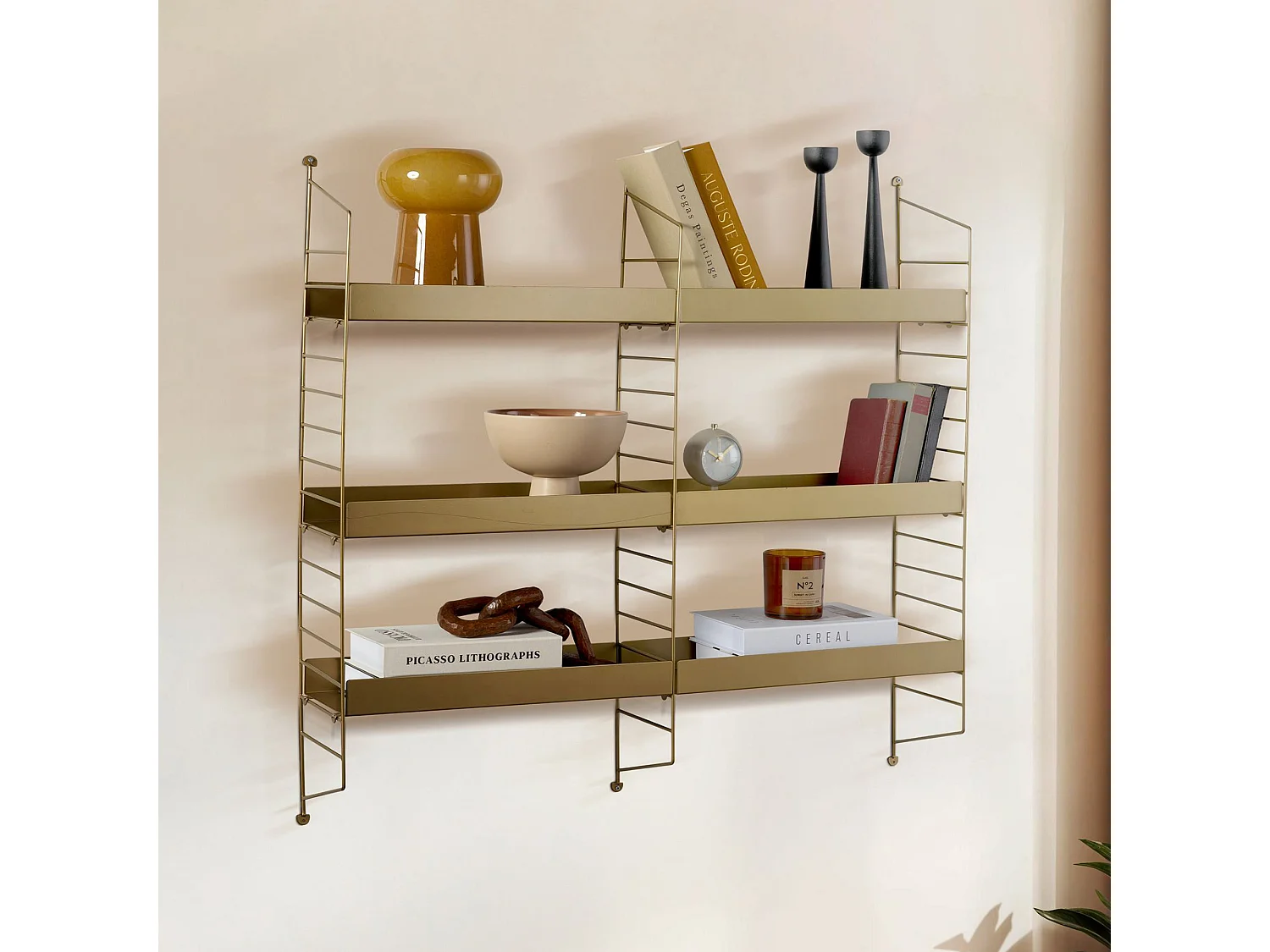 Étagère Scurelle, 3 niveaux, 98x21x100h cm or,
