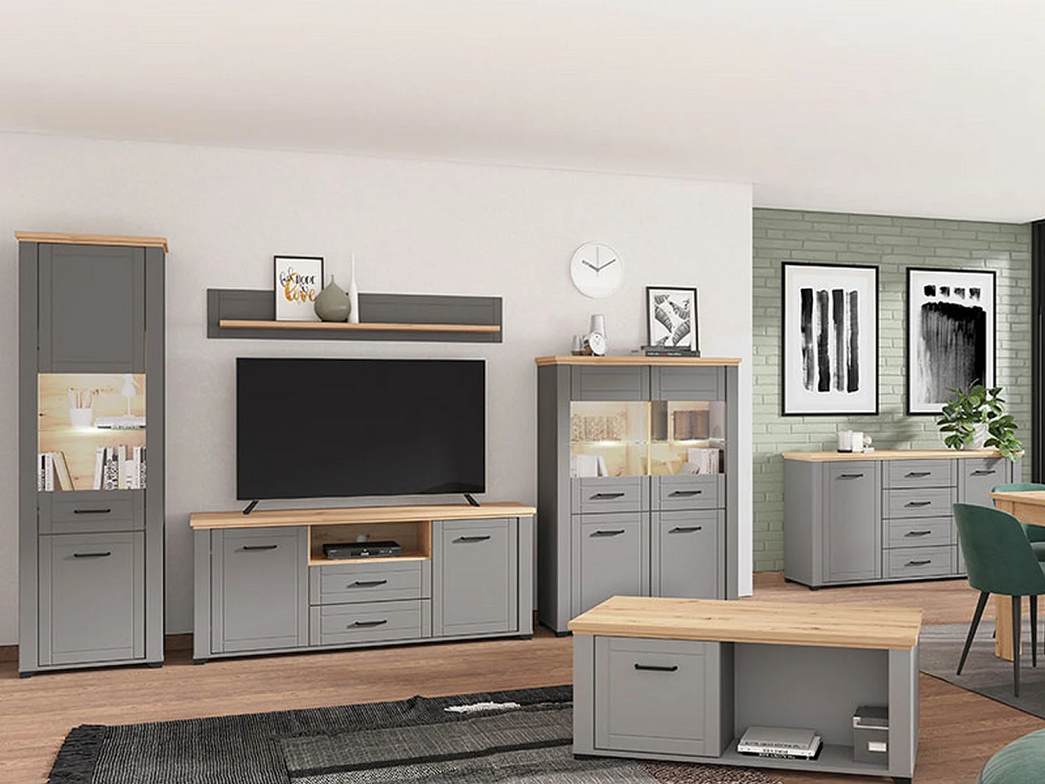 Mensola Suelli, un Ripiano, 146x20x24h cm Grigio, Dettaglio Geometrico, Portata Ripiani 5
