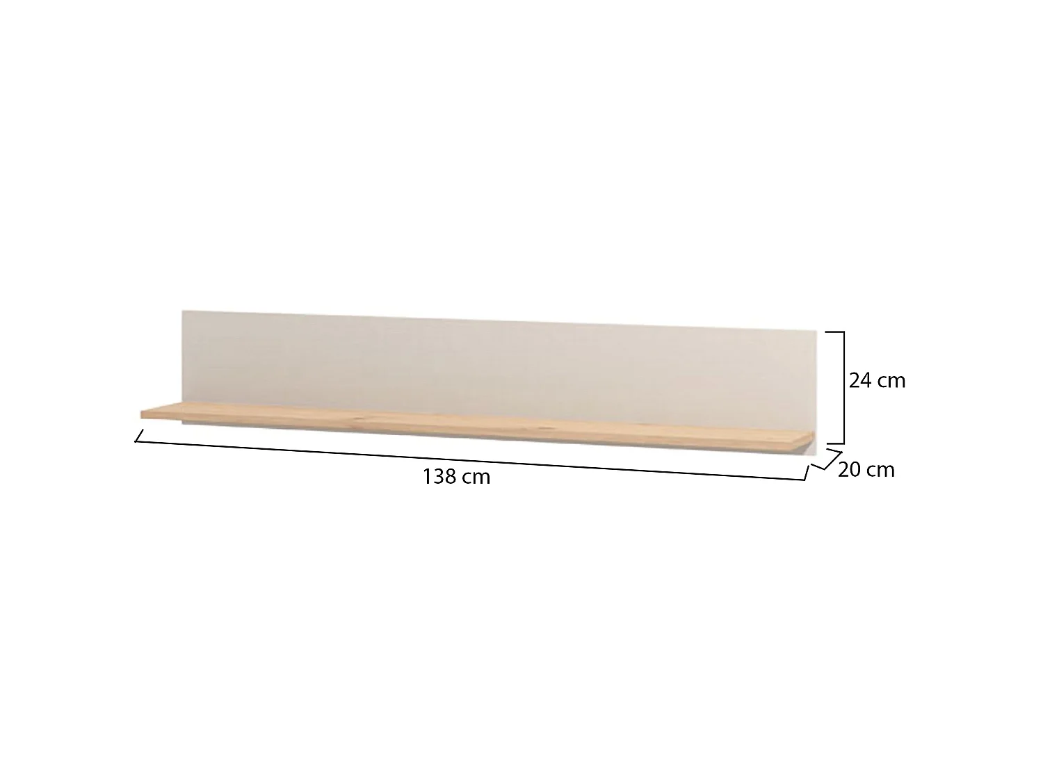 Mensola Dugenta, un Ripiano, 138x20x24h cm Beige, Portata Ripiani 5, Sfumatura Colore Struttura Rovere
