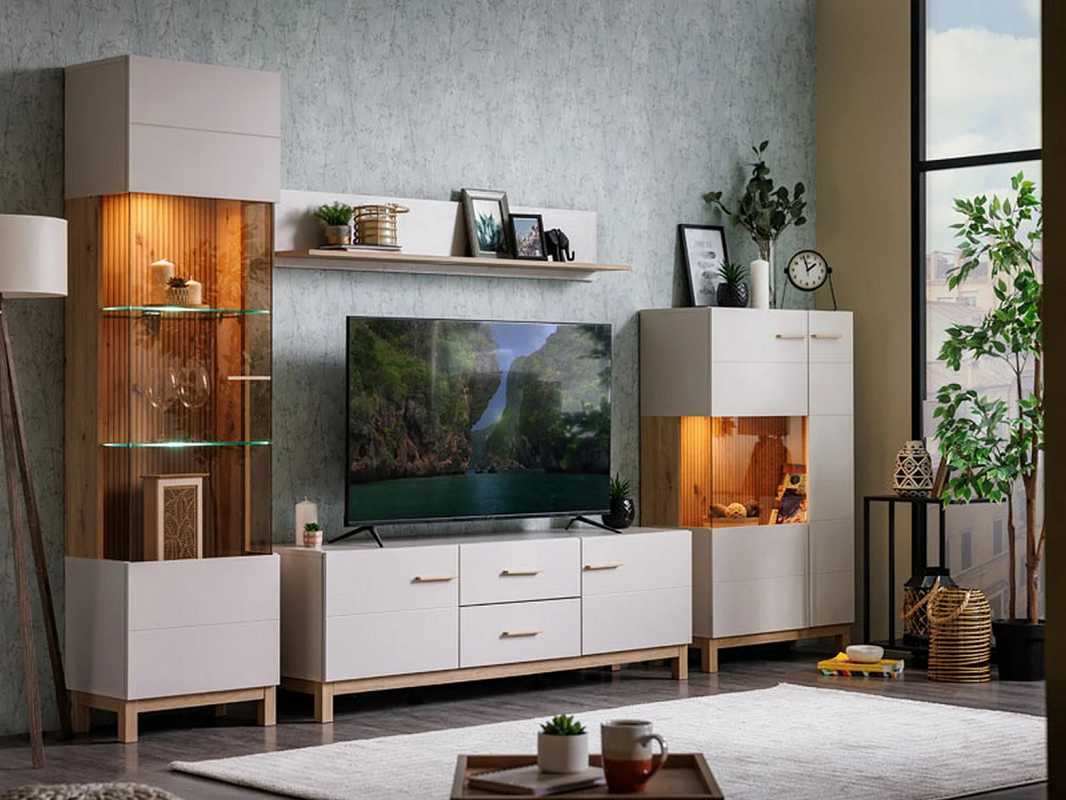 Mensola Dugenta, un Ripiano, 138x20x24h cm Beige, Portata Ripiani 5, Sfumatura Colore Struttura Rovere