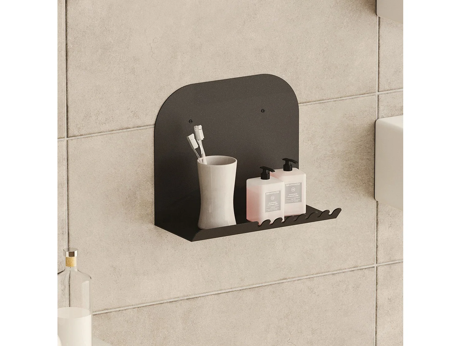 Mensola Ugento, un Ripiano, 28x12x23h cm Nero,