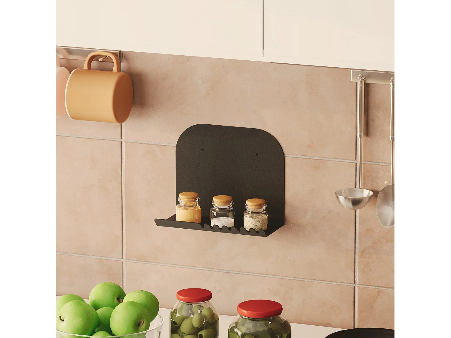 Mensola Ugento, un Ripiano, 28x12x23h cm Nero,