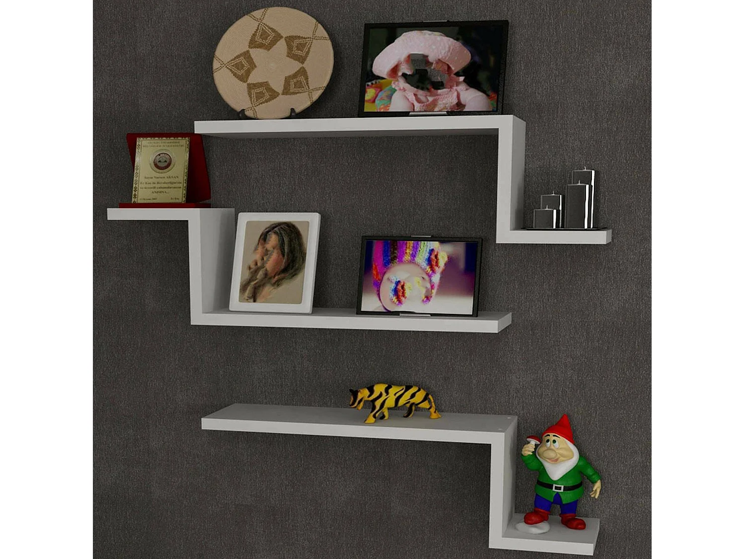 Mensola Baku, un Ripiano, 56x15x18h cm Bianco,
