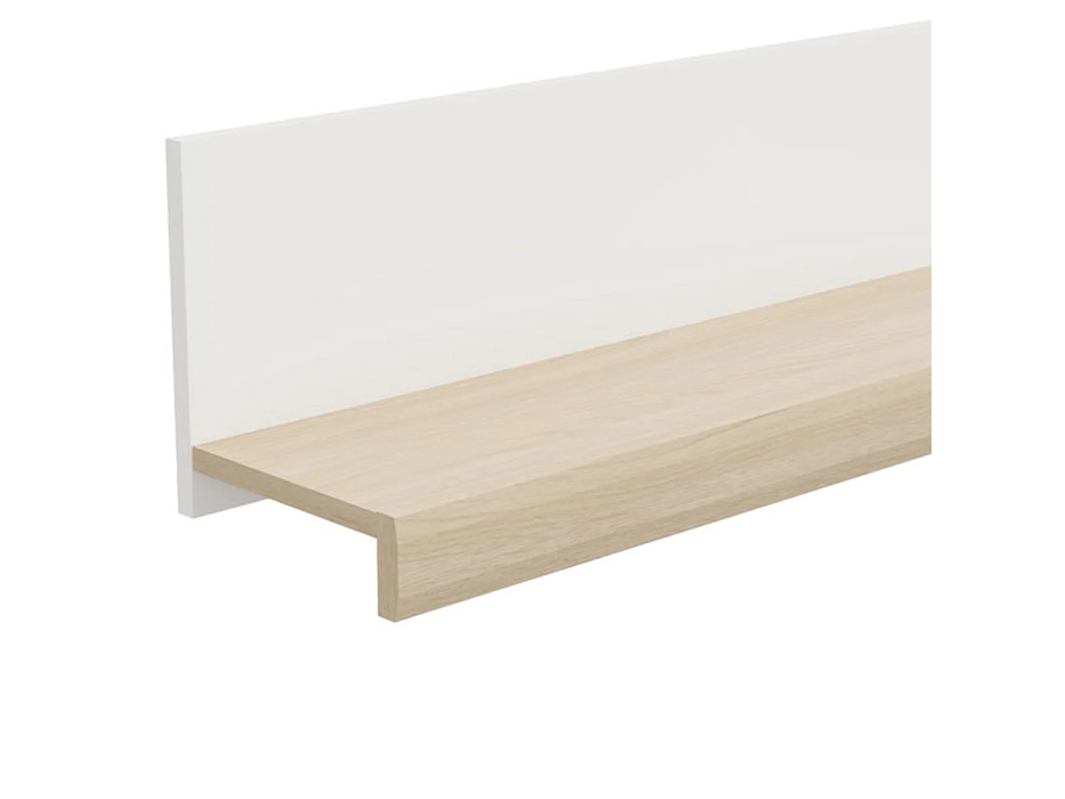 Mensola Ollol, un Ripiano, 150x22x24h cm Bianco, Sfumatura Colore Struttura Rovere, Colore Struttura Marrone