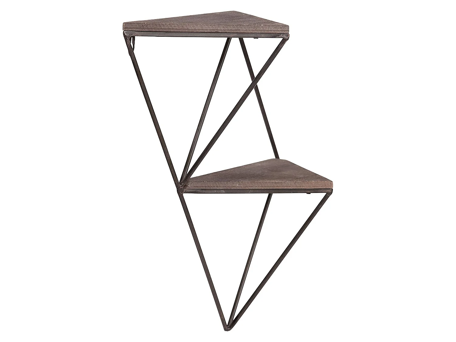 Mensola Cassola, 2 Ripiani, 33x13x30h cm Marrone Noce, in Legno di Abete, Colore Struttura Nero