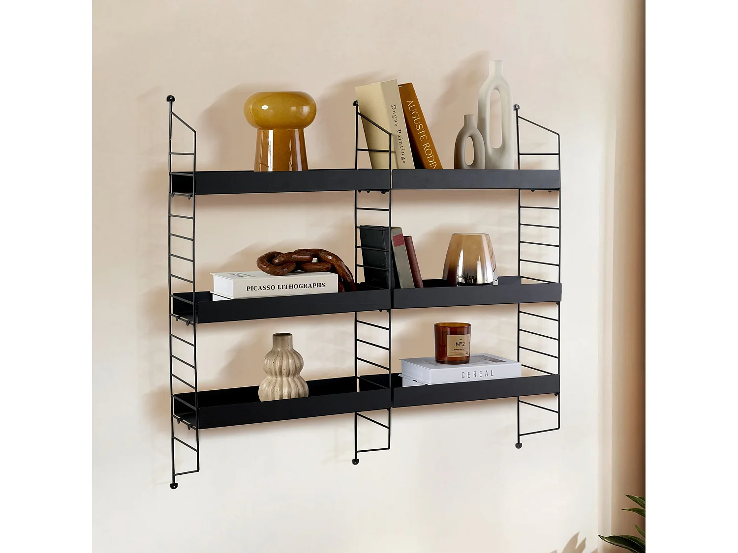 Étagère Scurelle, 3 Étagères, 98x21x100h cm Noir,